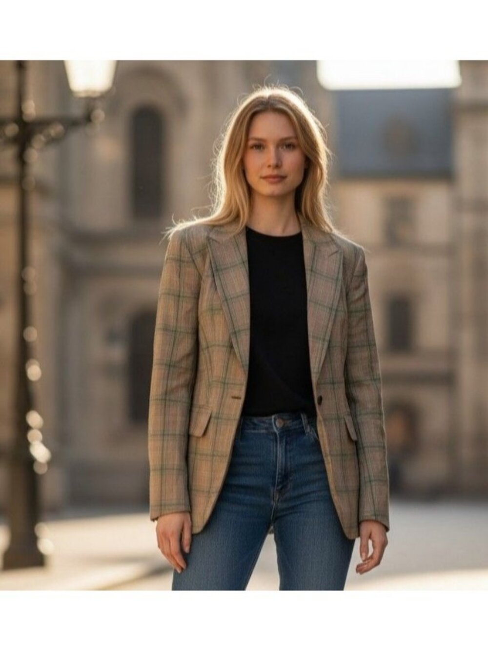 Kiton Womens Plaid Cashmere Blazer Made In Italy Size 10/12 Display Model No tag